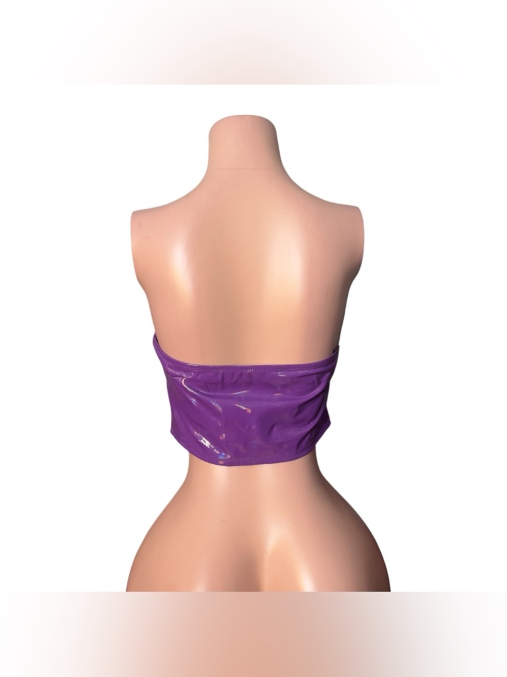 Shiny Purple Strapless Vinyl Corset Top - Picture 2 of 2